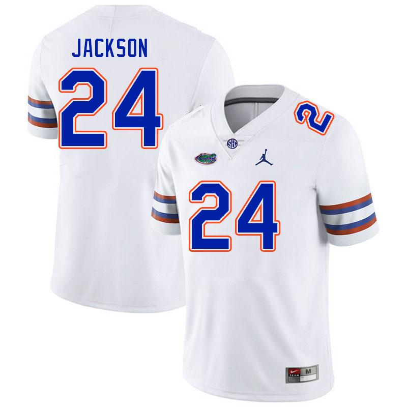 Men #24 Ja'Kobi Jackson Florida Gators College Football Jerseys Stitched Sale-White - Click Image to Close